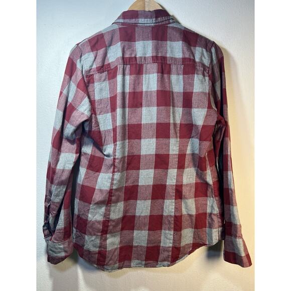 J Crew Shirt Flannel Womens Medium The Perfect Shirt Plaid Button Front Red Gray - Picture 5 of 10
